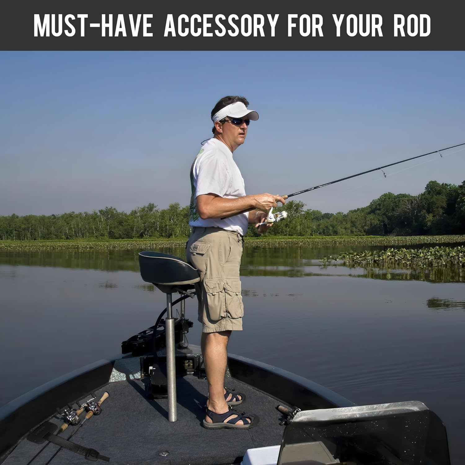 Rod Strap, Fishing Rods Hold down Strap, Gunwale/Deck Mount Retractable Rod Tie-Down F14200, Self-Retracting Rod Strap image number 3