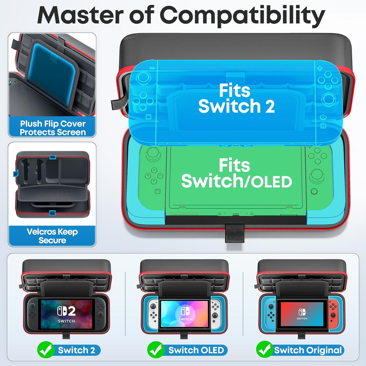 【Compatible with Switch 1 & Switch 2】 OIVO Switch Case for Ns2/Oled/Original Models, Portable Travel Switch 2 Carrying Case Fit for Joycon and AC Adapter, Hard Protective Bag with 26 Game Cards