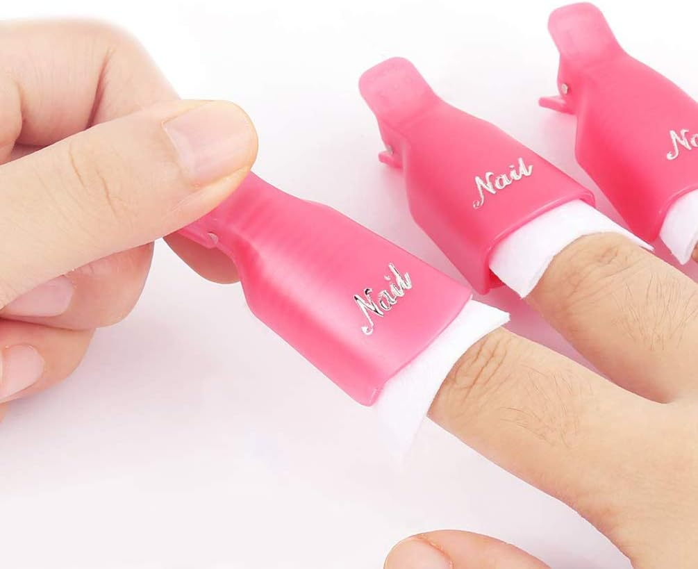 KINGMAS 10 Pieces Plastic Acrylic Nail Art Soak off Cap Clip UV Gel Polish Remover Wrap Tool image number 5