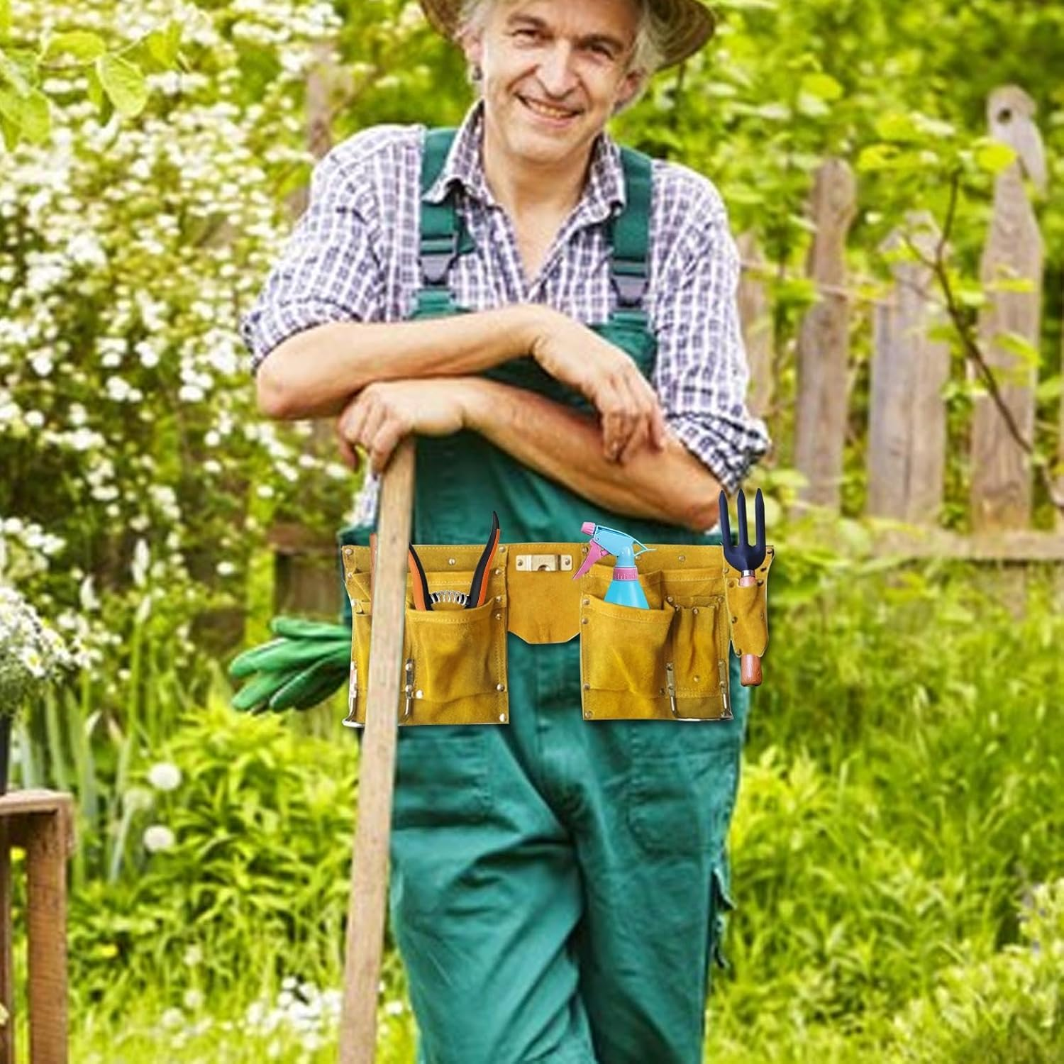 Humdcdy Small Tool Bag,Garden Tool Organizer with Pocket - Versatile Cleaning Organizer Bag, PU Leather Work Supply Bag for Gardener Electrician Contractor Repairman image number 4