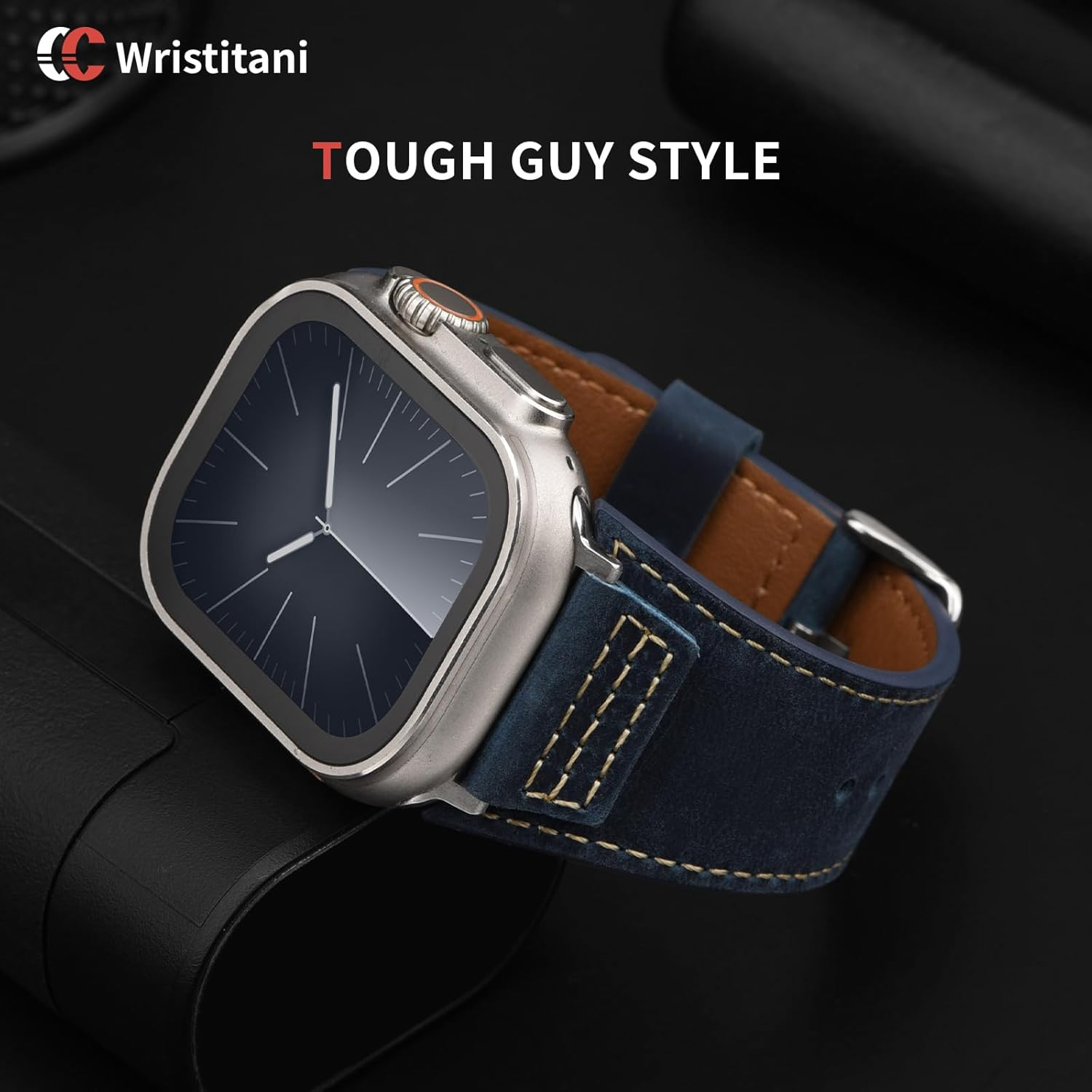 Wristitani Leather Bands Compatible with Apple Watch Band 49Mm 46Mm 45Mm 44Mm 42Mm 41Mm 40Mm for Men, Top Genuine Leather Replacement Strap for Iwatch Ultra2 Ultra Series 10 9 8 7 SE2 SE 6 5 4 3 image number 5