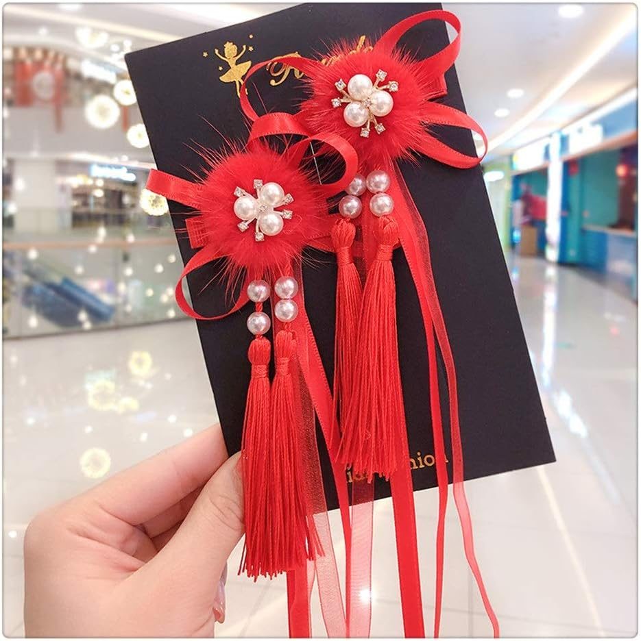 Hair Bobby Pins,Barrettes,Snap Clip,Hair Slides,1 Set New Winter Children Cute Hairball Pendant Ornament Hair Clips Girls Soft Fur Hairpins Barrettes Kids Hair Accseeories (Color : 7-2 Pcs) (Color : image number 2