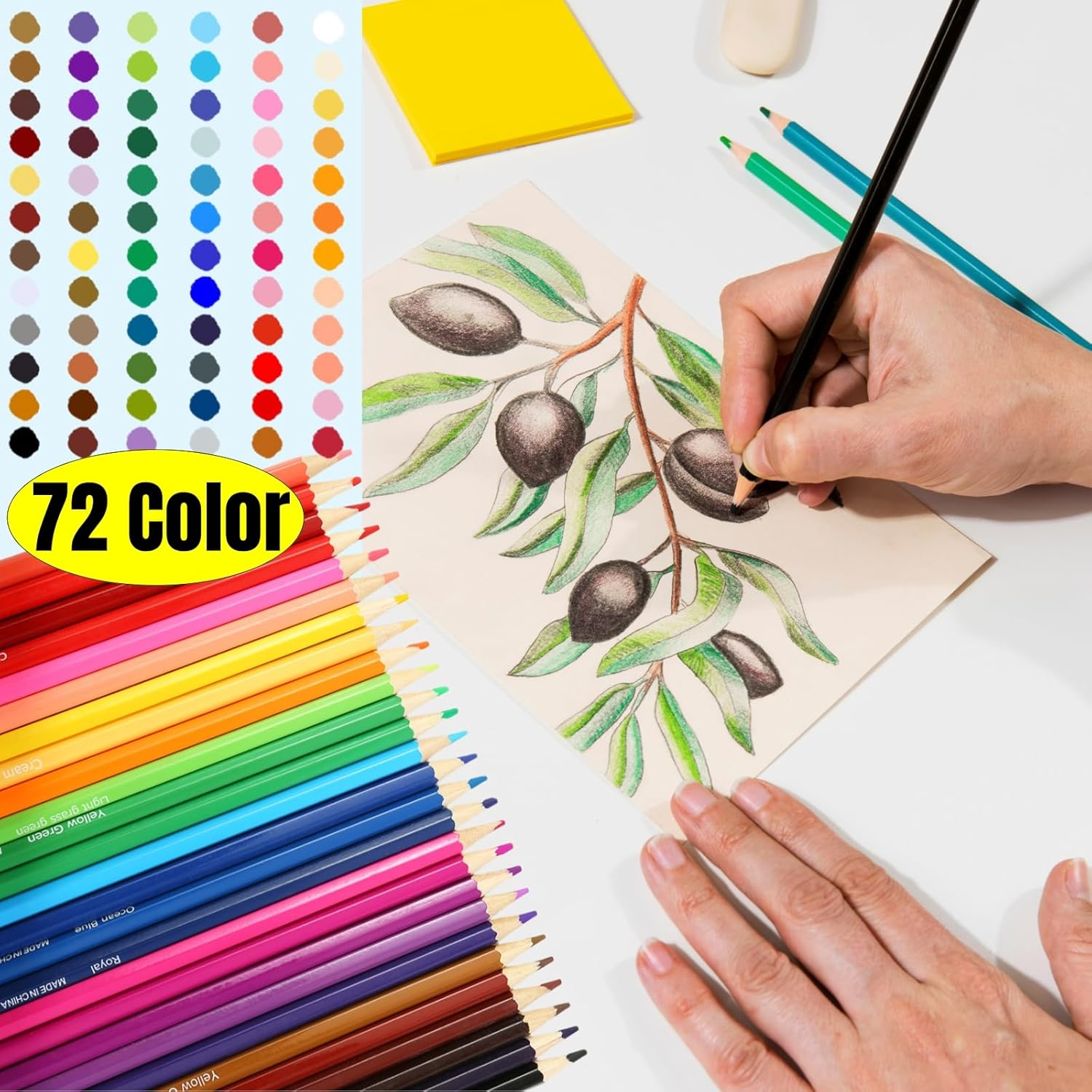 Colored Pencils for Adult Coloring Books 72 Count Art Drawing Pencils Soft Core Ideal for Drawing Blending Shading, Color Pencils Set Adults Kids Beginners (72 Colors) image number 4