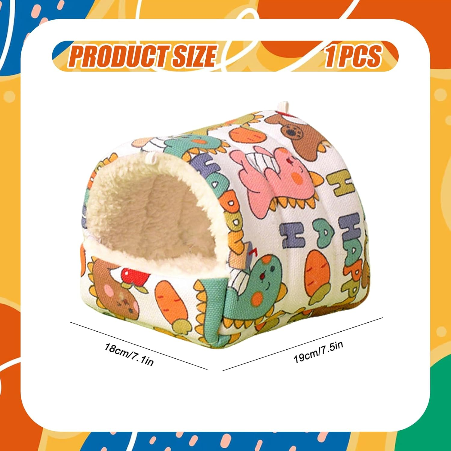 Guinea Pig Beds,Small Animal Beds Hideout Soft Cozy Hamster Bed House Small Pet Bed Cave Nest for Guinea Pigs Hamsters Hedgehog Ferret Chinchilla,18&times;19Cm (Dinosaur) - Fish image number 2