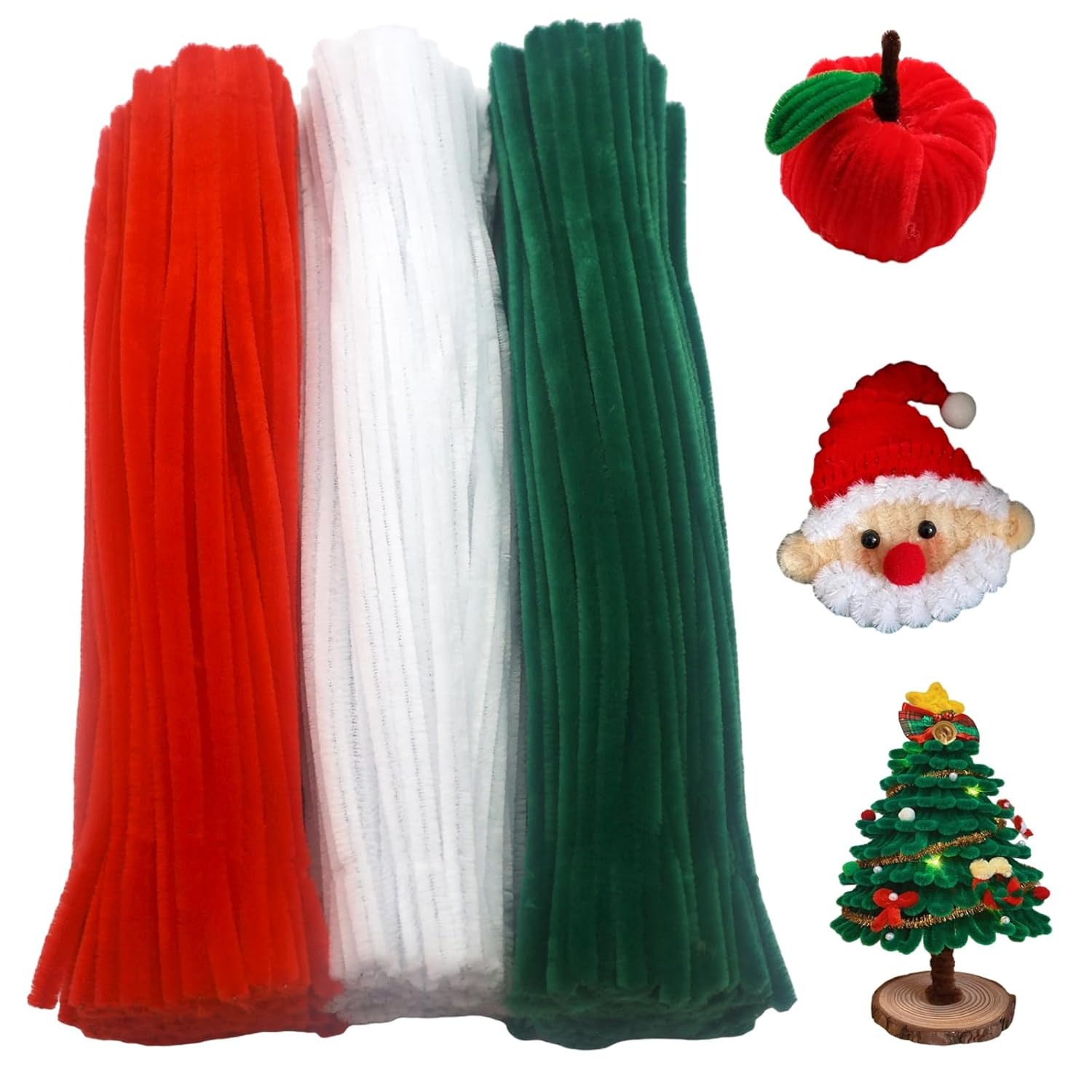 300 Pieces Shades of Yellow Pipe Cleaner Craft Set 3 Assorted Colors,Thick Fuzzy Chenille Stem Pipe Cleaners for DIY Craft Flower Projects Holiday Decorations