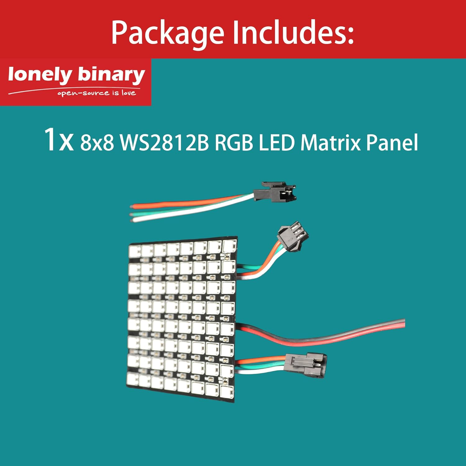 8X8 WS2812B RGB LED Matrix &ndash; 64 Individually Addressable Leds, Programmable Panel for Arduino, ESP32, Raspberry Pi, DIY Lighting Projects (8X8 RGB LED Matrix (64 Pixels)) image number 2