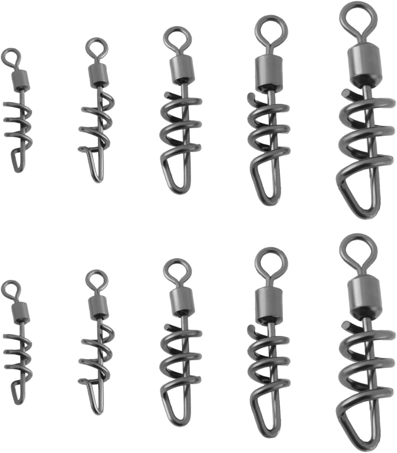 LT Easiyl 50Pcs Fishing Swivels with Corkscrew Snap Lure Jigs Connector for Saltwater Freshwater Fishing Tackle 2# 4# 6# 8# 10# image number 4