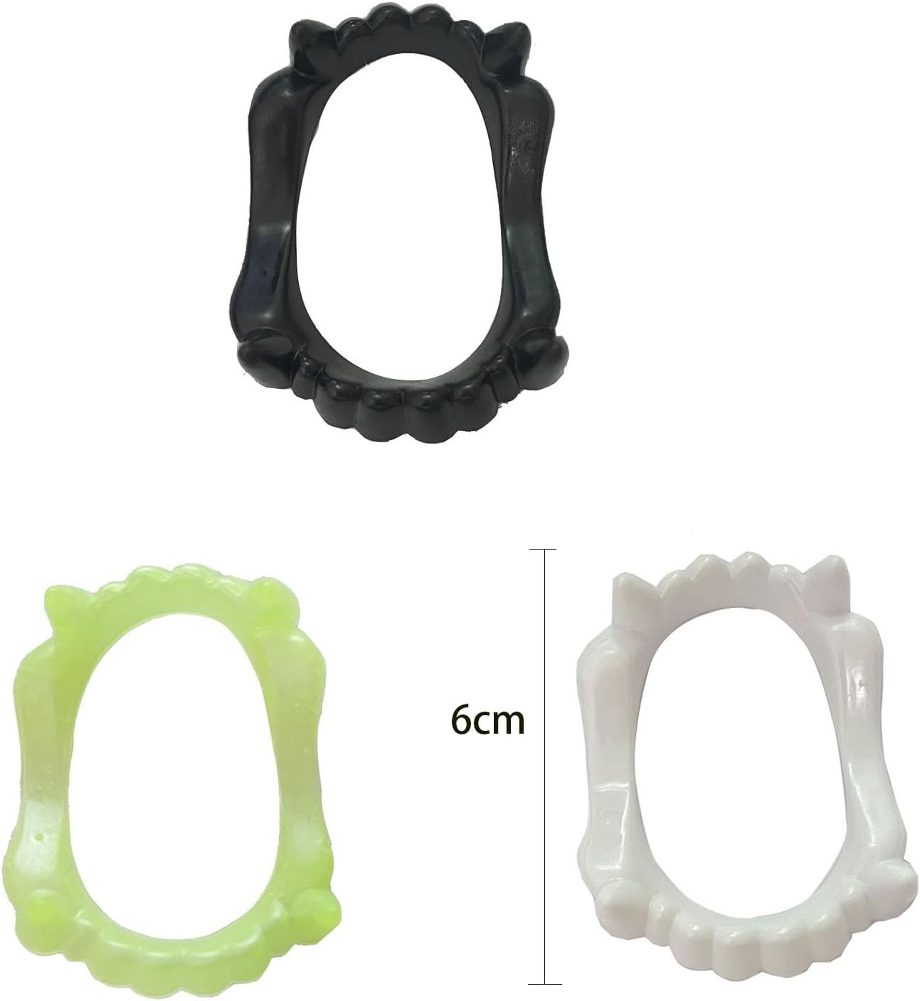 12 Pcs Vampire Fangs, Plastic White Black and Glow in the Dark Vampire Teeth for Dress up Costume Cosplay Photo Props Halloween Christmas image number 3