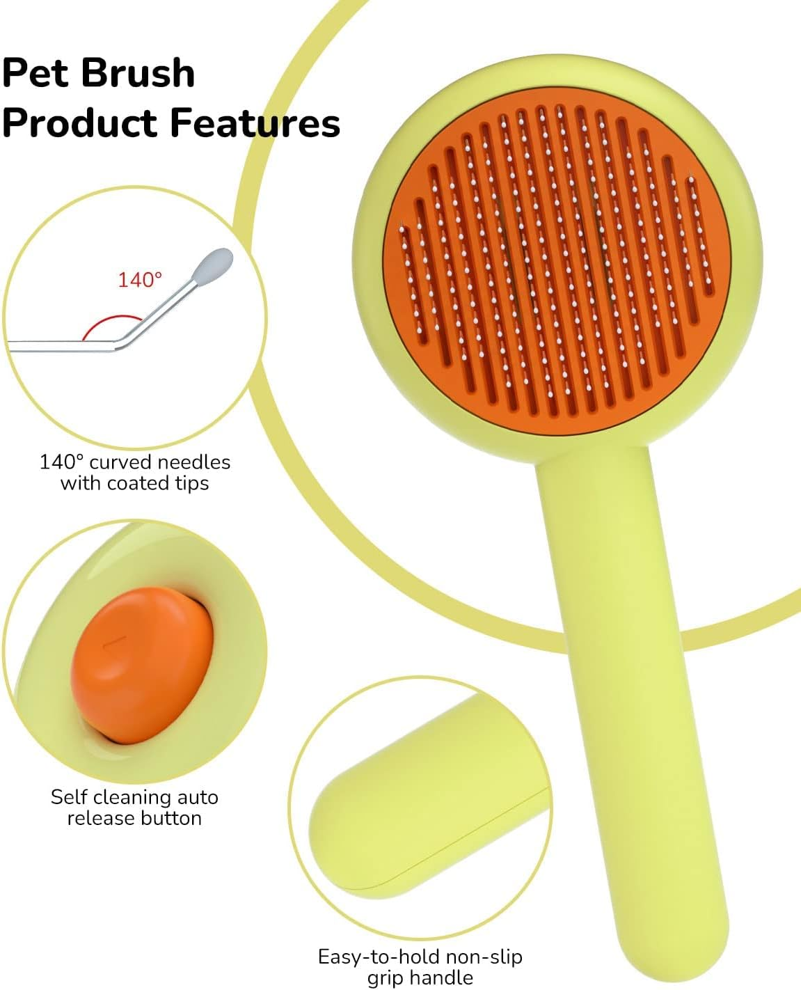 Effortless Pet Grooming Brush, Self-Cleaning Slicker Brush for Cats and Dogs - Removes Mats, Tangles, and Loose Hair - Ideal for Short or Long Haired Pets (Donut Design) image number 1