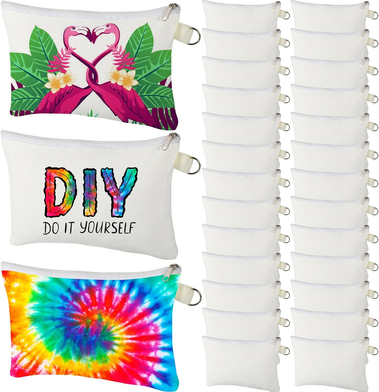 Cosmetic Bags Multipurpose Sublimation Blanks DIY Heat Transfer Makeup Bags Iron on Transfer Zipper Canvas Pouch Toiletry Pouch Pencil Bag for Multi-Functional Travel DIY Craft School (12) image number 3