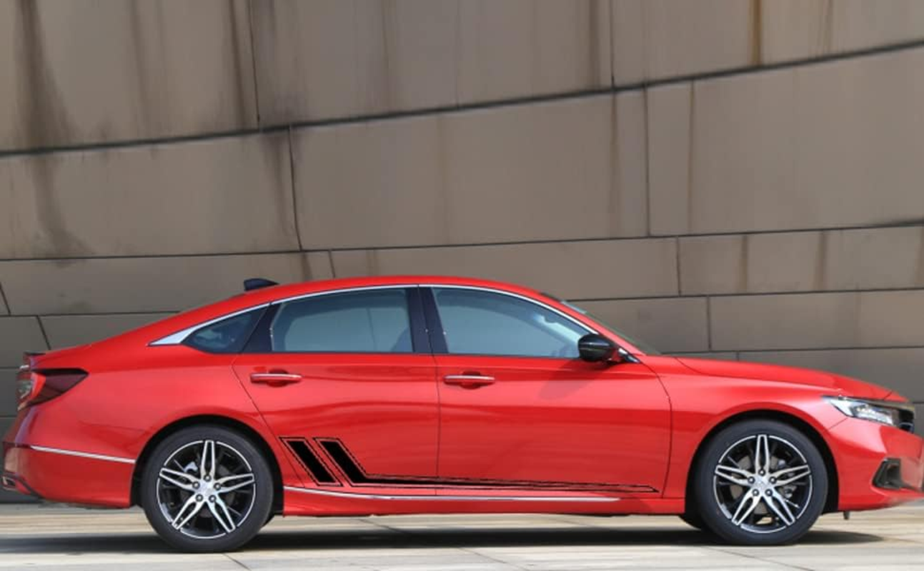 SUNJIKA Universal Vinyl Side Body Car Decals Sports Car Sticker Racing Stripes Car Side Body Vinyl Gaphic Decal DIY Modify Decoration Accessories for All Car SUV Vehicles (2Pc Black)