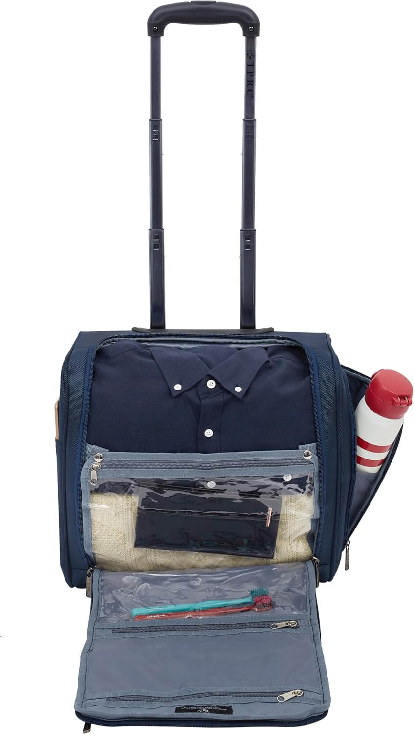 TPRC 15-Inch Smart under Seat Carry-On Luggage with USB Charging Port, Navy Blue, Underseater 15-Inch, 15-Inch Smart under Seat Carry-On Luggage with USB Charging Port image number 1