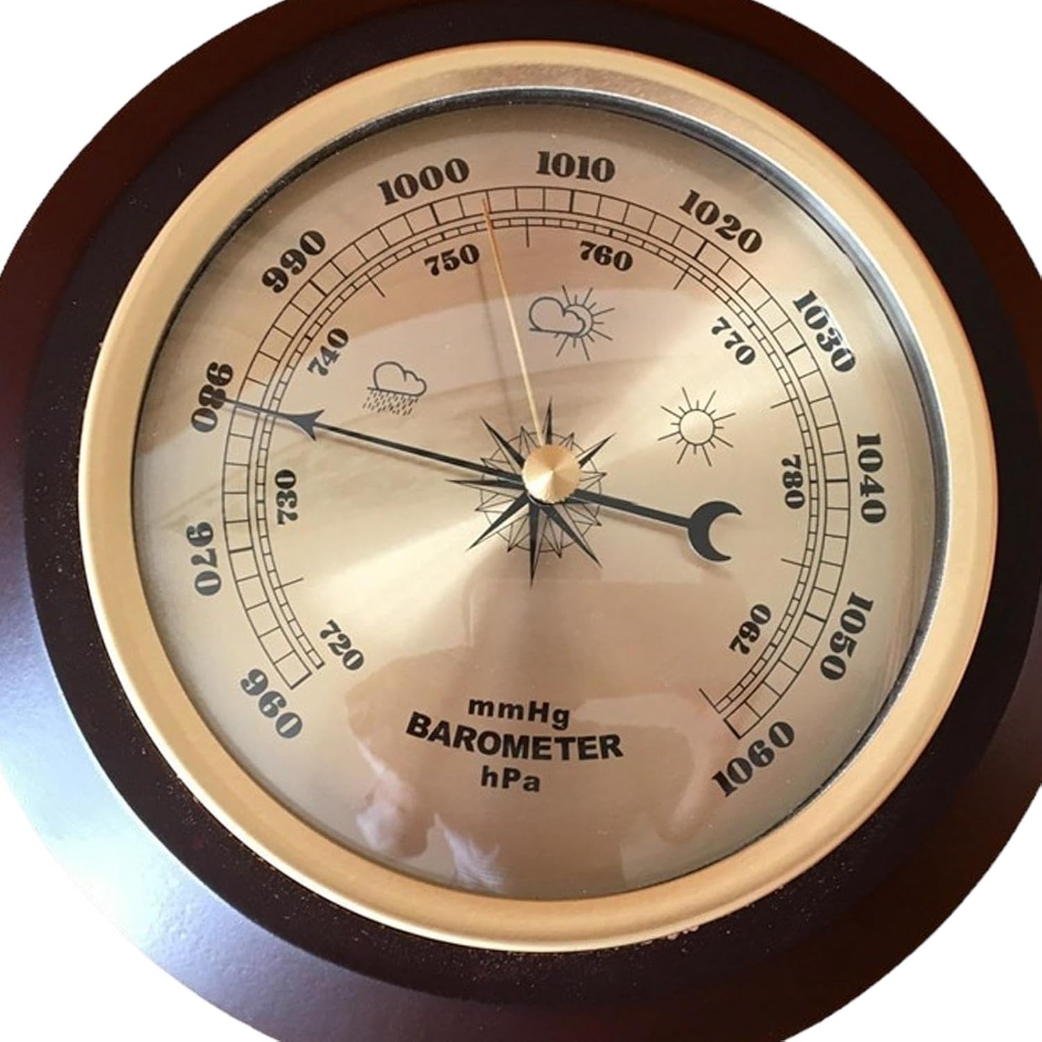 Wall Mounted Barometer Meter Hanging Weather Station Easy Reading Pressure Gauge Dia 7In for Dining Room Terraces Yacht Boat