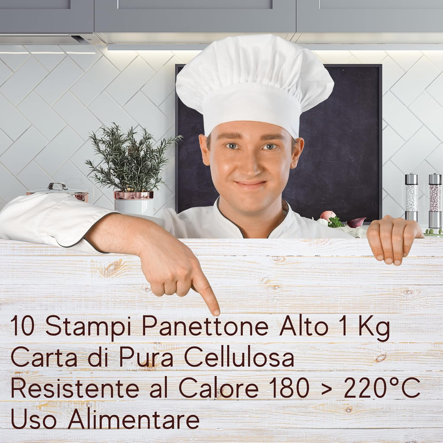 Premium Panettone Moulds - 1Kg (Pack of 10) - Professional Panettone Corrugated Paper Baking Cups Made of Pure Cellulose for Panettoni Heat Resistant up to 220&deg;C image number 3