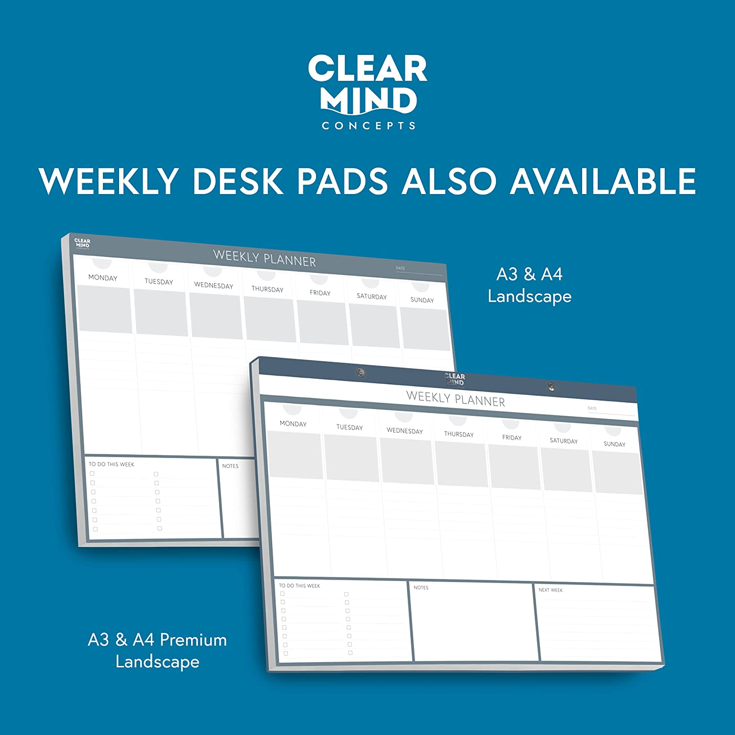 Monthly Planner Desk Pad by Clear Mind Concepts&reg; &ndash; A3 Size - 24 Undated Tear off Sheets 160Gsm Thick Paper - to Do Checklist Notes for Home Business Office Study Productivity Planning and Organising image number 5