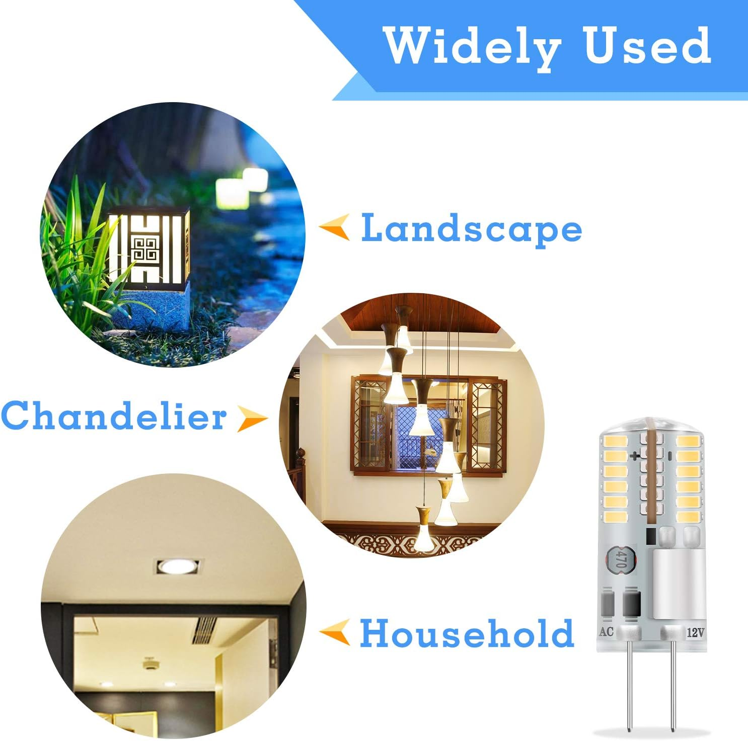 Dicuno G4 3W (30W Equivalent) Daylight White 6000K LED Light Bulbs 12V Non-Dimmable 250LM Halogen Bulb Replacement 10-Pack image number 6