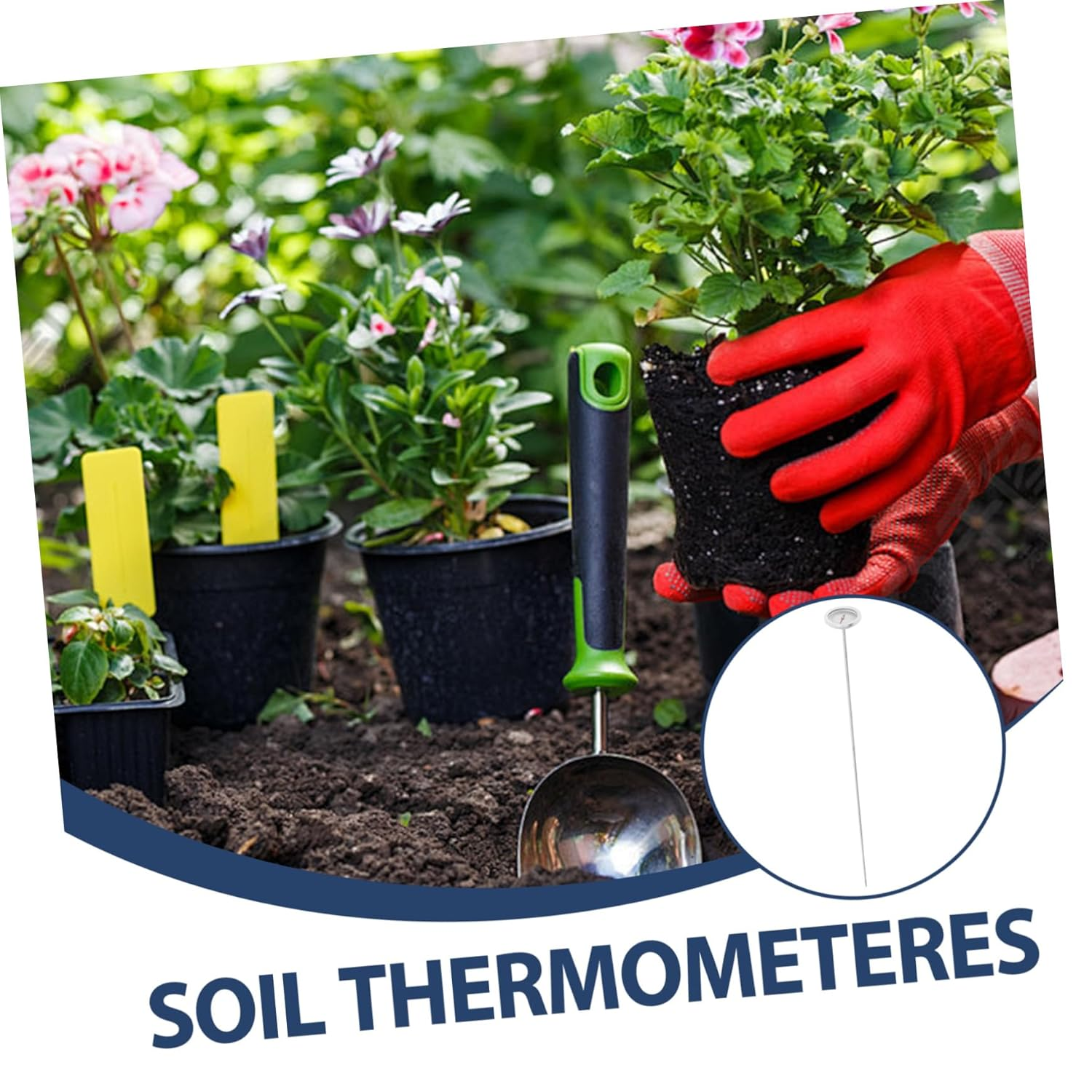 CLISPEED Compost Thermometer Soil Temperature Gauge Stainless Steel Probe for Gardening and Backyard Use Portable Metal Soil Temperature Measuring Tool Outdoor Reusable image number 3