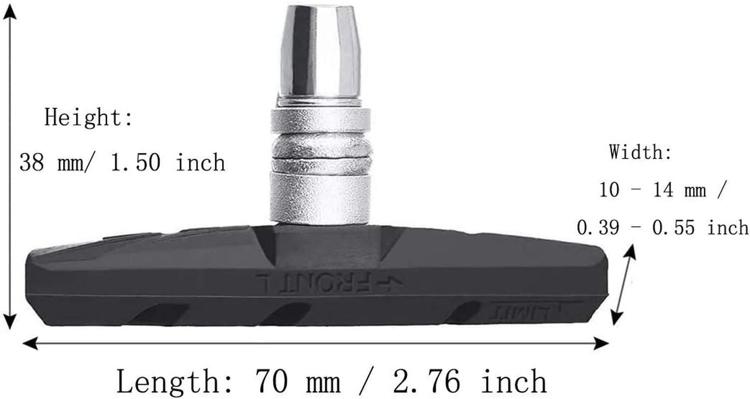 PLATTBK Bike Brake Pads 2 Pairs with Installation Tool No Noise Long 70Mm Rubber Durable V-Brake Pads for Mountain Bicycle - Black image number 5