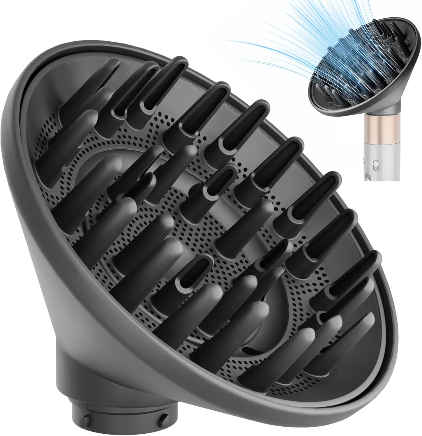 YTCHYYSK Large Diffuser Attachment Compatible with Dyson Airwrap, Upgraded Bigger Diffuser Nozzle to Dryer Faster and Define Curls Hair, Gold