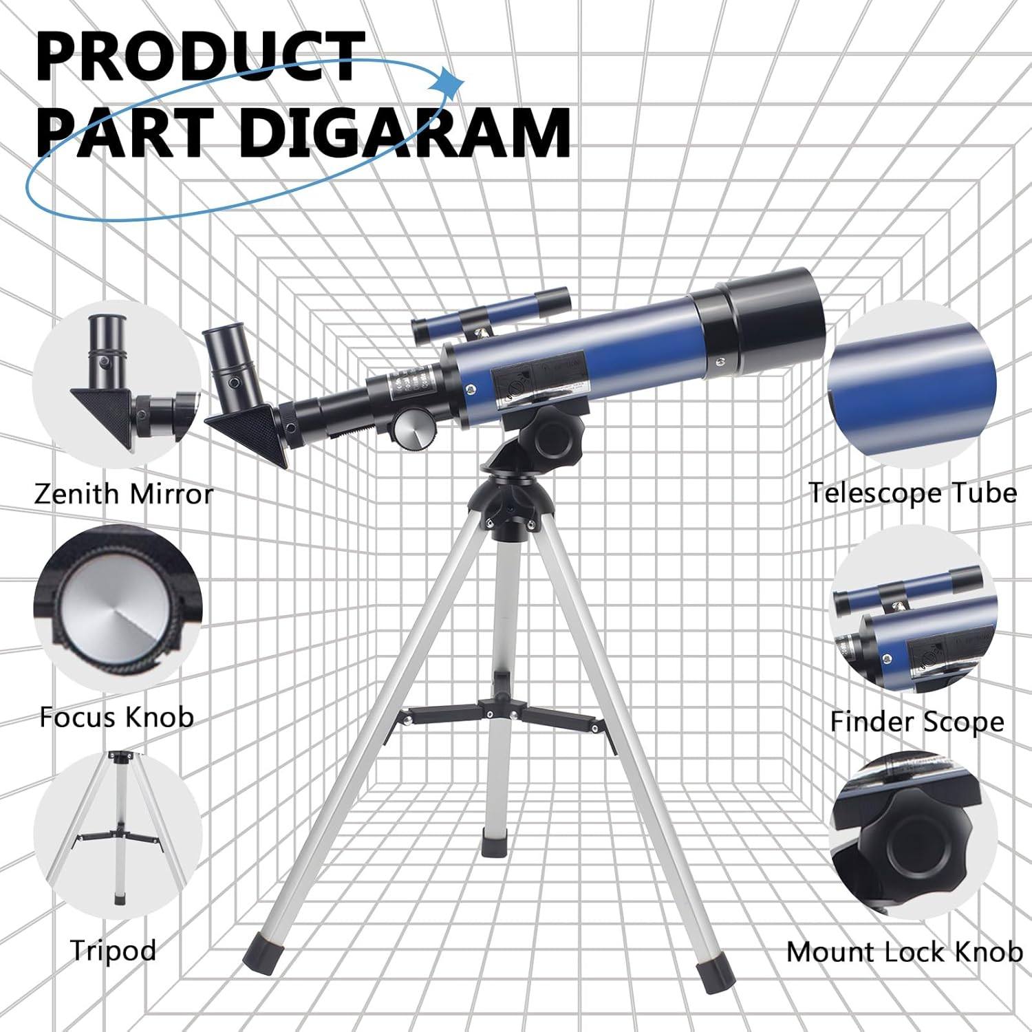 Telescope, Telescopes for Kids Beginners, 50Mm Aperture 360Mm Astronomical Refractor Telescope with 3 Eyepieces and Tripod Portable Scope for Adult Children (Blue) image number 6