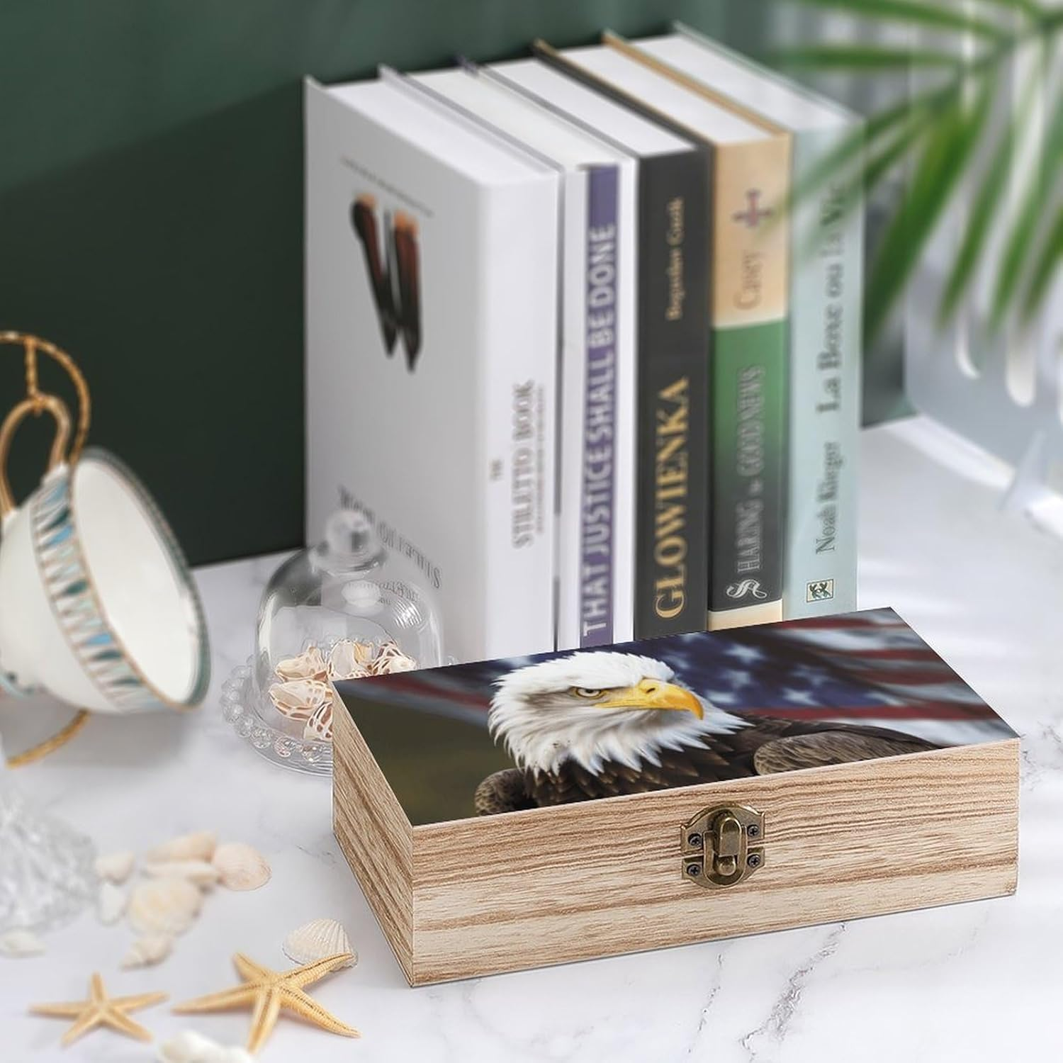 Bald Eagle Wooden Box Wood Wedding Keepsake Boxes with Lids Small Decorative Boxes Lightweight Wooden Memory Storage Box for Crafts Keepsakes Jewelry Photo Letter Storage image number 4