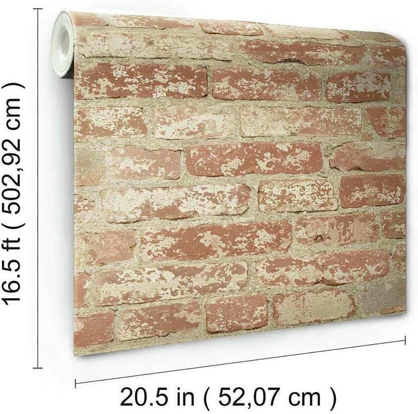 Roommates Stuccoed Brick Peel and Stick Wallpaper, Red image number 1
