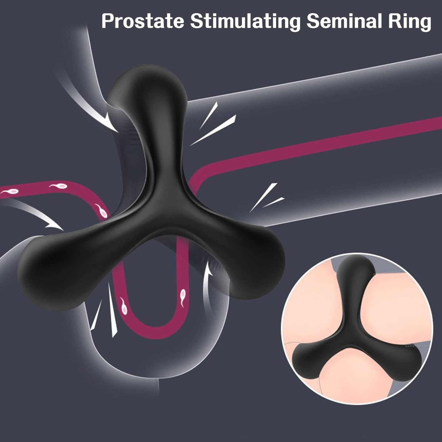 Triangle Design Delay Ring for Training Ring Men Men'S Training Ring Silicone Delay Ring Clock Ring, Durable Soft Adult Toy Enlarge Long Lasting Extension Ring image number 2