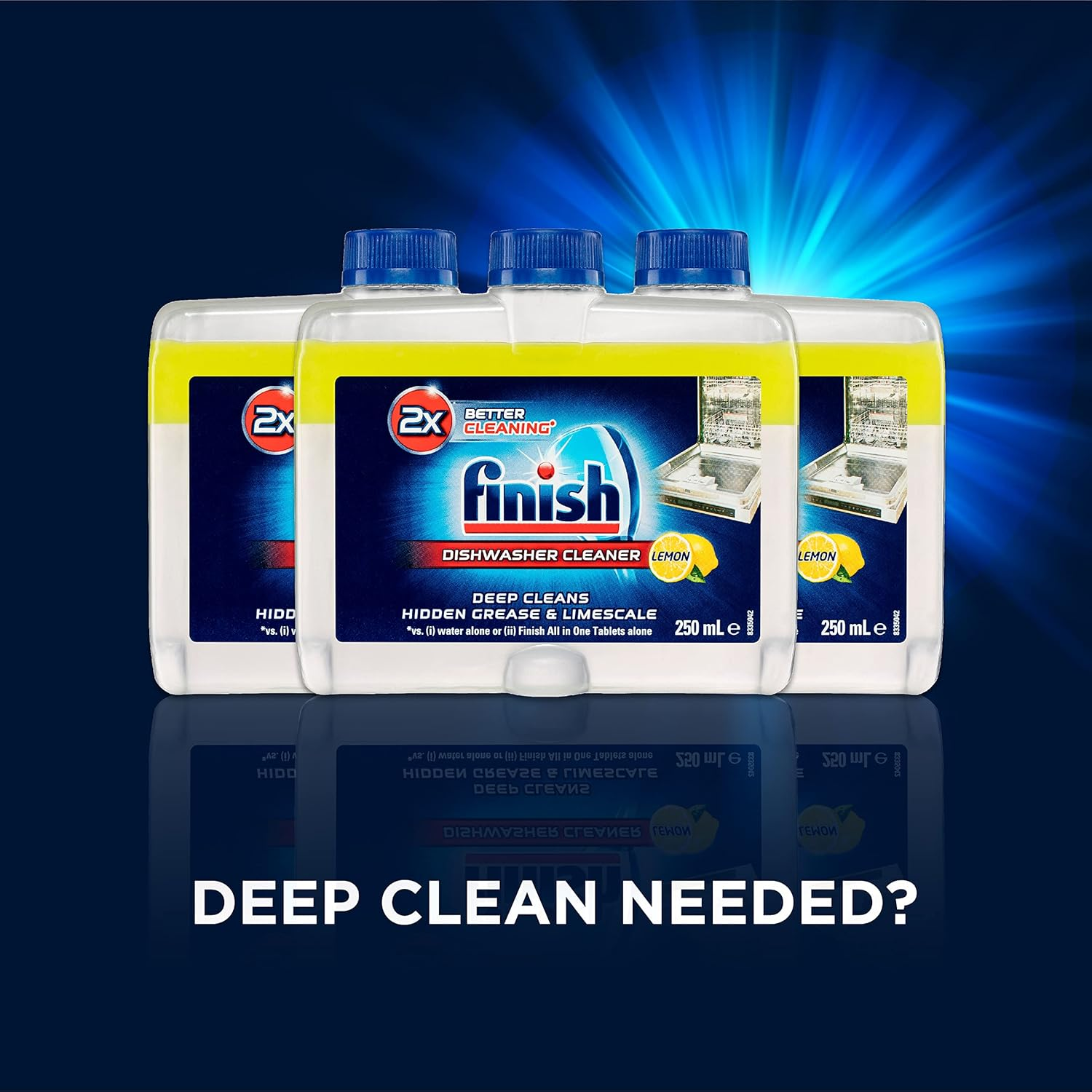 Finish Dishwasher Cleaner Liquid Triple Pack, Lemon Sparkle, 250Ml (Pack of 3) image number 4