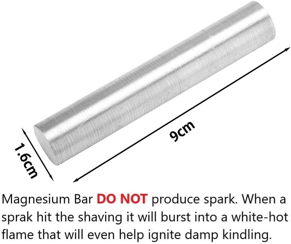 2Pcs 99.99% Magnesium Metal Rod Mg 9 Cm X 1.6 Cm High Purity Outdoor Help with Fire Starter Survival Emergency Rod Well Camping Hiking. Light with Spark