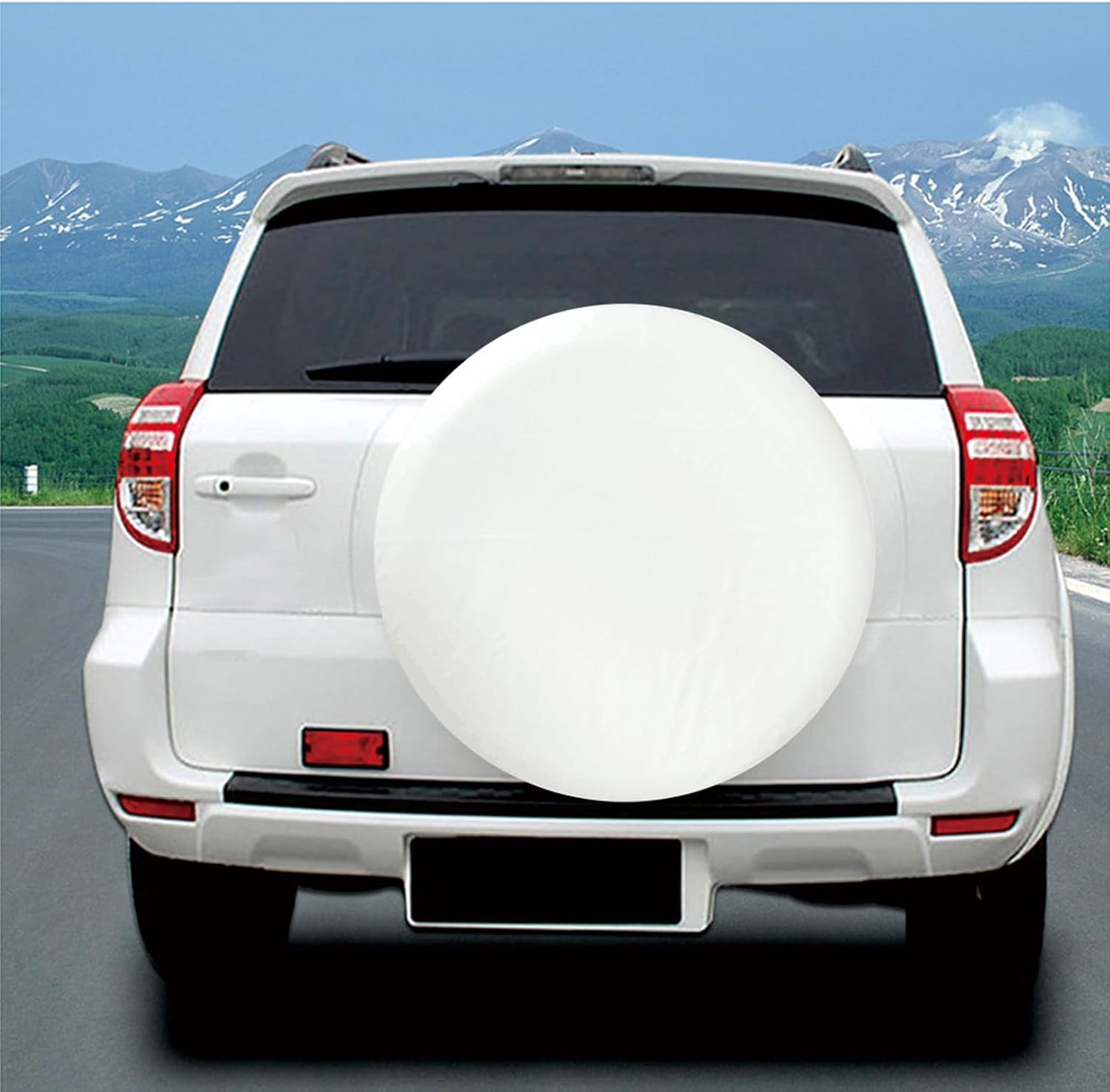 14 Inch Spare Tire Cover,White PVC Wheel Cover for Boat Camper Caravan RV Van SUV Sport Travel Trailer Tyre Diameter 24/ -27'' 60Cm~69Cm,175/80R13 Compatible with Suzuki Jimny 205/70R15 image number 4