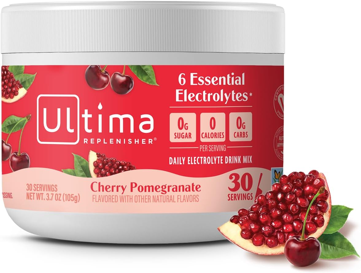 Ultima Replenisher Electrolyte Powder, Cherry Pomegranate, 30 Serving Canister - Sugar Free, 0 Calories, 0 Carbs - Gluten-Free, Keto, Non-Gmo with Magnesium, Potassium, Calcium image number 3