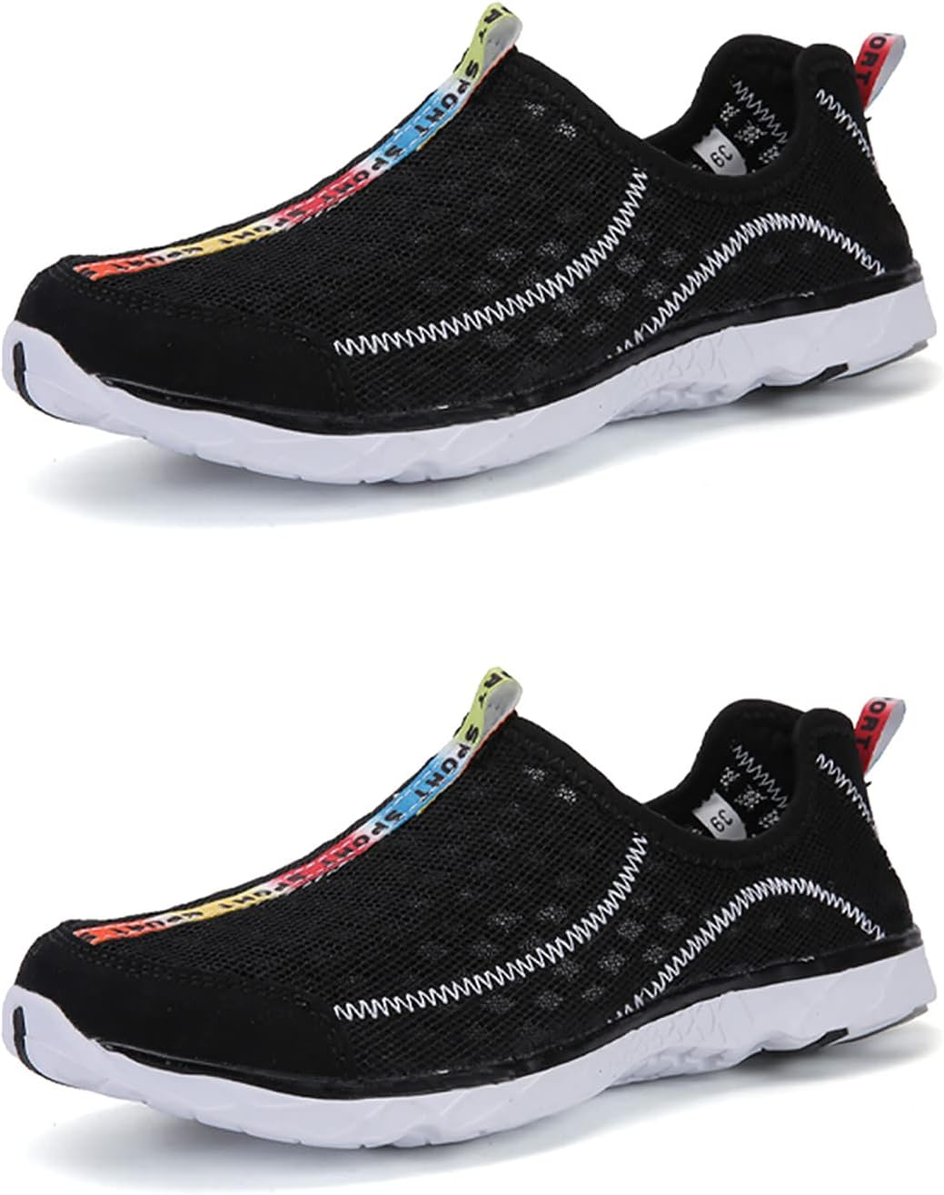 OYUEGE Womens Quick Drying Water Shoes for Beach Water Sports Light Soft Nonslip Walking Beach Running Shoes (Black 23.0 Cm) image number 3