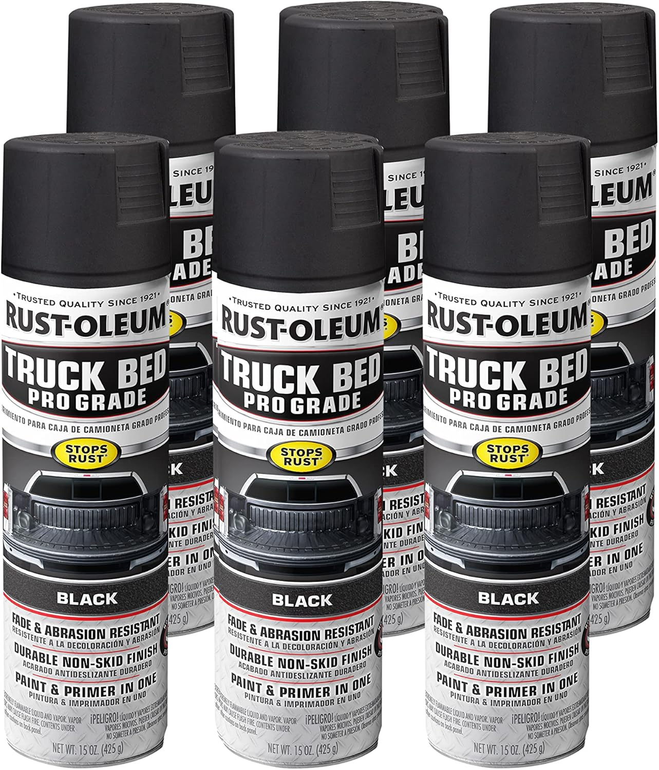 Rust-Oleum Truck Bed Pro Grade Stops Rust Spray Paint, Black, 425 G (Pack of 6) image number 5