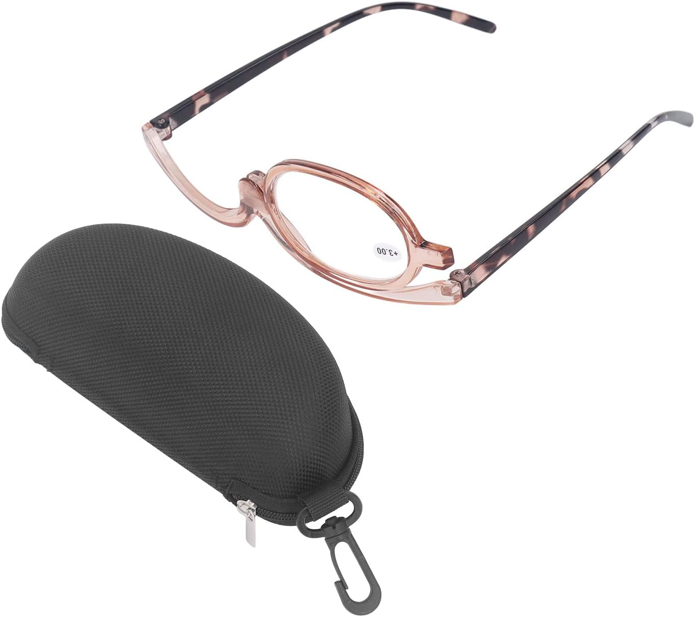 Folding Magnifying Glasses, 180 Degree Rotation Magnifying Makeup Glasses Folding Spring Hinge Single Lens with Concealer Box (+3.00) image number 1