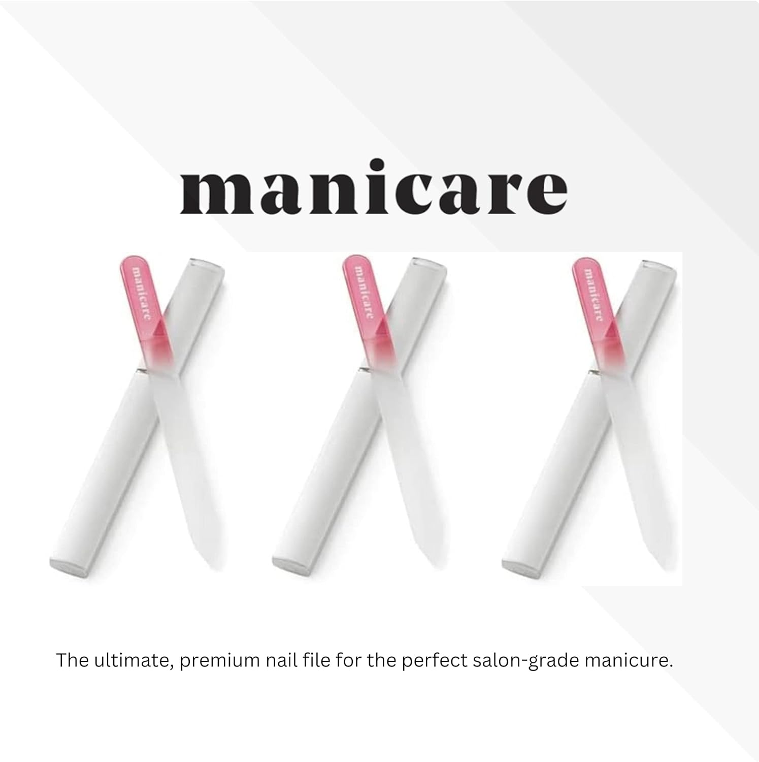 Manicare 3 Glass Nail Files, for Shaping and Styling Nails, Strong Glass File for Natural and Artificial Nails, Double Sided, Includes Protective Cases, Perfect for at Home or on the Go Manicures image number 2