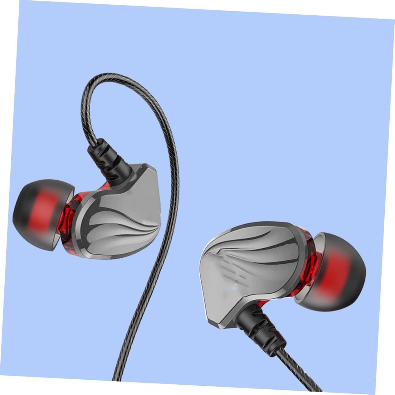 QUMIIRITY Ear Wired Earphones with Mic Subwoofer Stereo Bass Earbuds for Gaming Compatible with Phone and Tablet Grey Tangle Cables Flexible Earhooks for Comfort and Stability image number 1