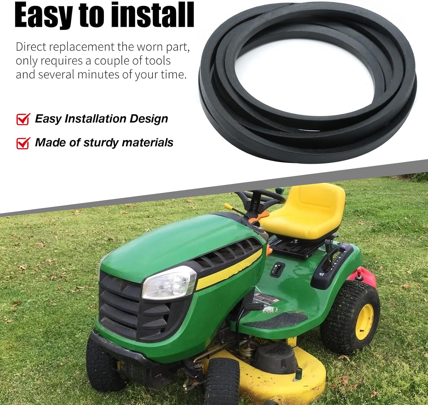GY20570 Lawn Mower Belts, Replacement for John Deere D100 D105 D110 D120 D125 D130 E100 E110 E120 E130 X105 X106 X126, Replaces GX20072 image number 4