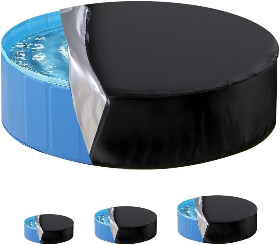 Round Pool Cover, 160 Cm X 20 Cm, Black, Uv-Resistant, Drawstring, Foldable, Dust Protection, Waterproof, Fits Most Pools image number 4