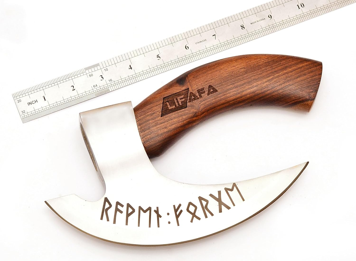 LIFAFA Handmade Viking Pizza Cutter Beautiful Axe with Unique Leather Sheath Stainless Steel Blade with Rosewood Handle AU image number 1