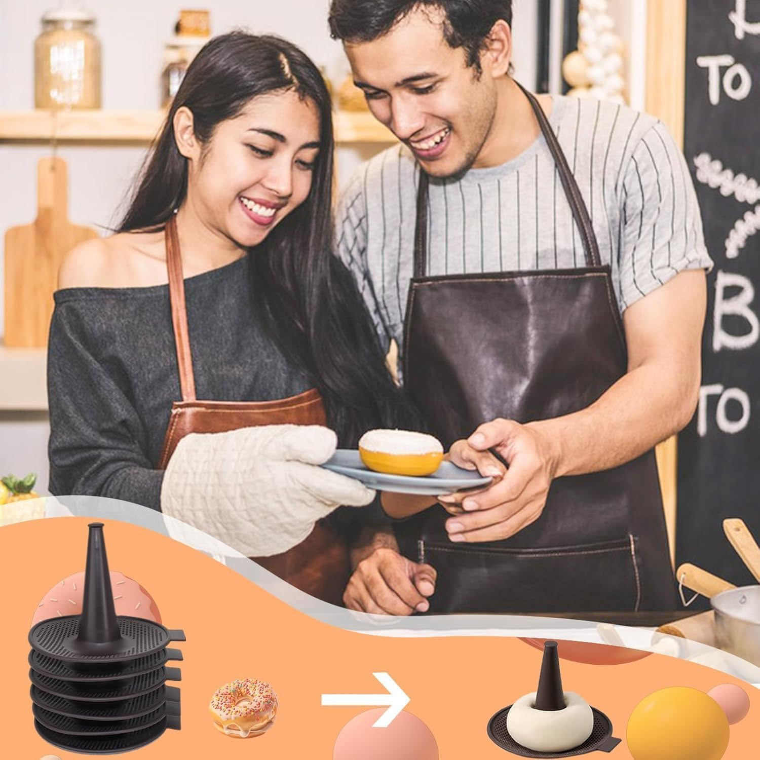 6 PCS Silicone Donut & Bagel Molds Set - Non-Stick round Baking Pans with Stackable Mesh Perforation, Conical Doughnut Makers for Homemade Pastries, Cupcakes, Cookies & Bakery Accessories image number 6