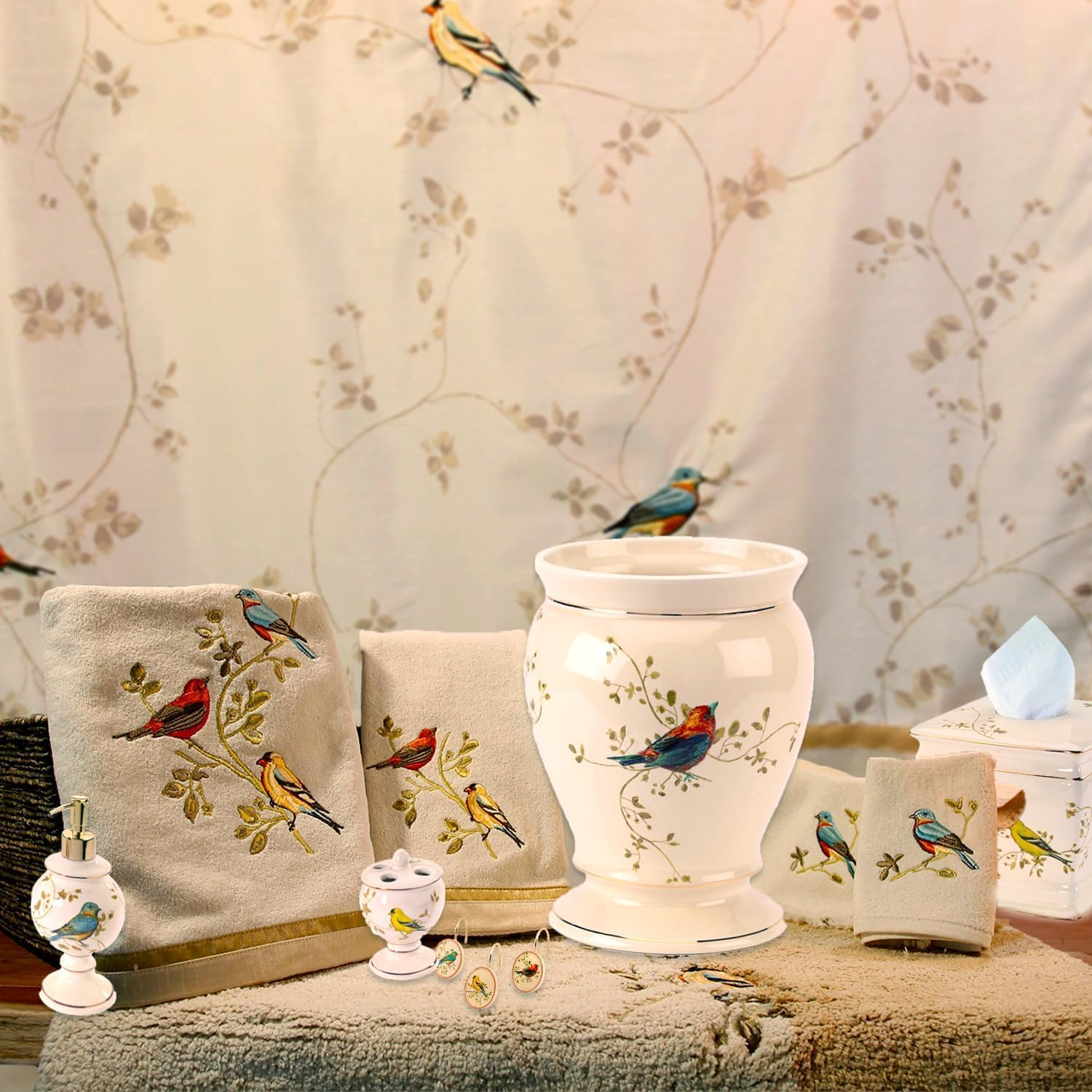 Avanti Linens - Tumbler, Durable Countertop Organizer, Nature Inspired Bathroom Accessories (Gilded Birds Collection) image number 2