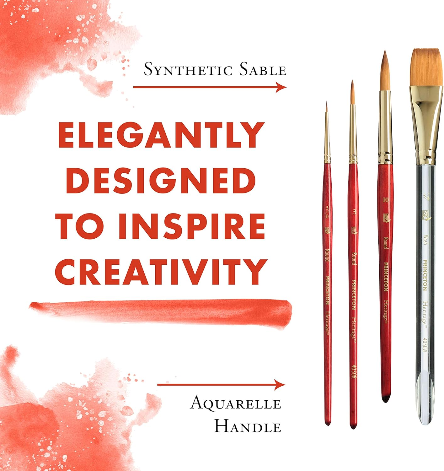 Princeton Heritage Synthetic Bristles Short Handle Professinal Paint Brush (Set of 4) image number 3