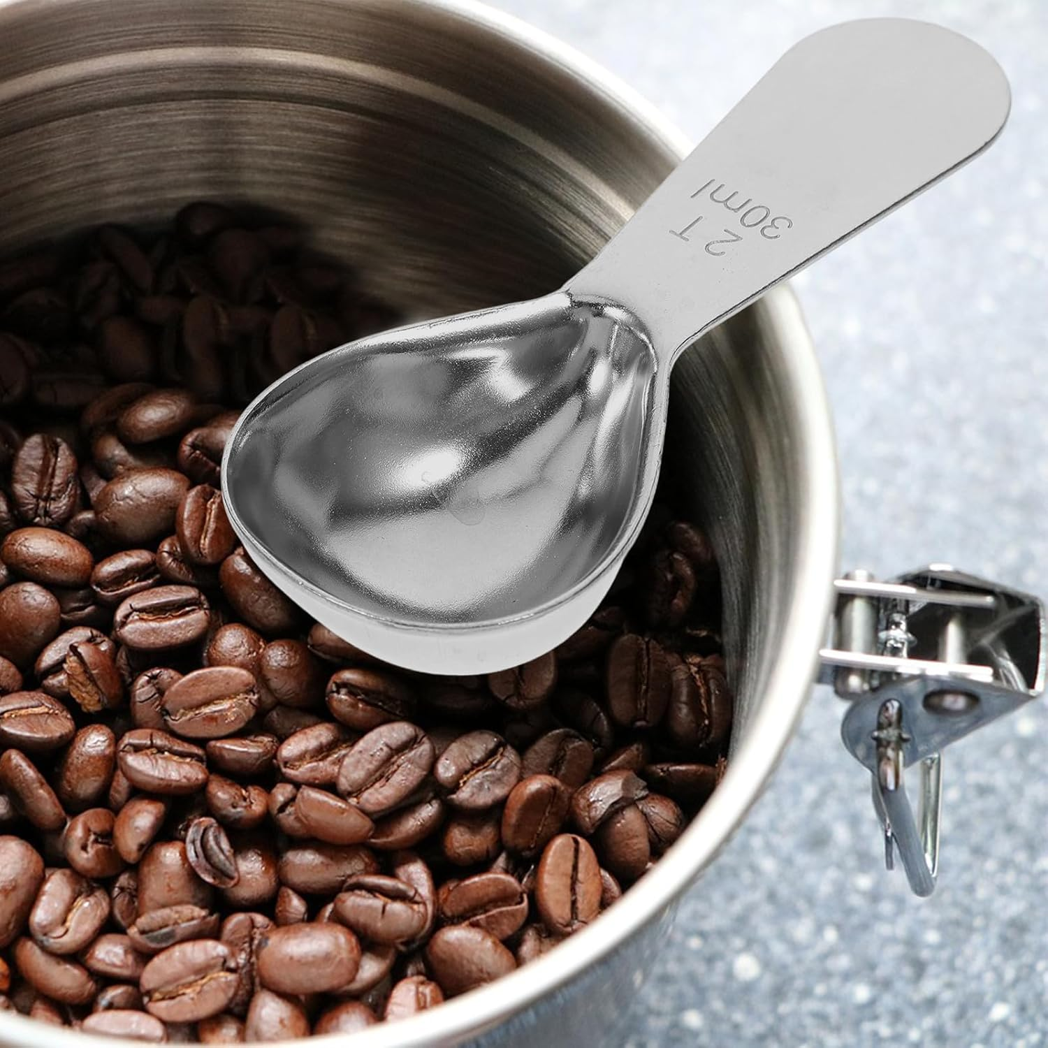 TOMETURE 2Pcs Stainless Steel Coffee Measuring Spoon 2T/30Ml Short Handle Coffee Scoop Tea Milk Powder Baking and Kitchen Use