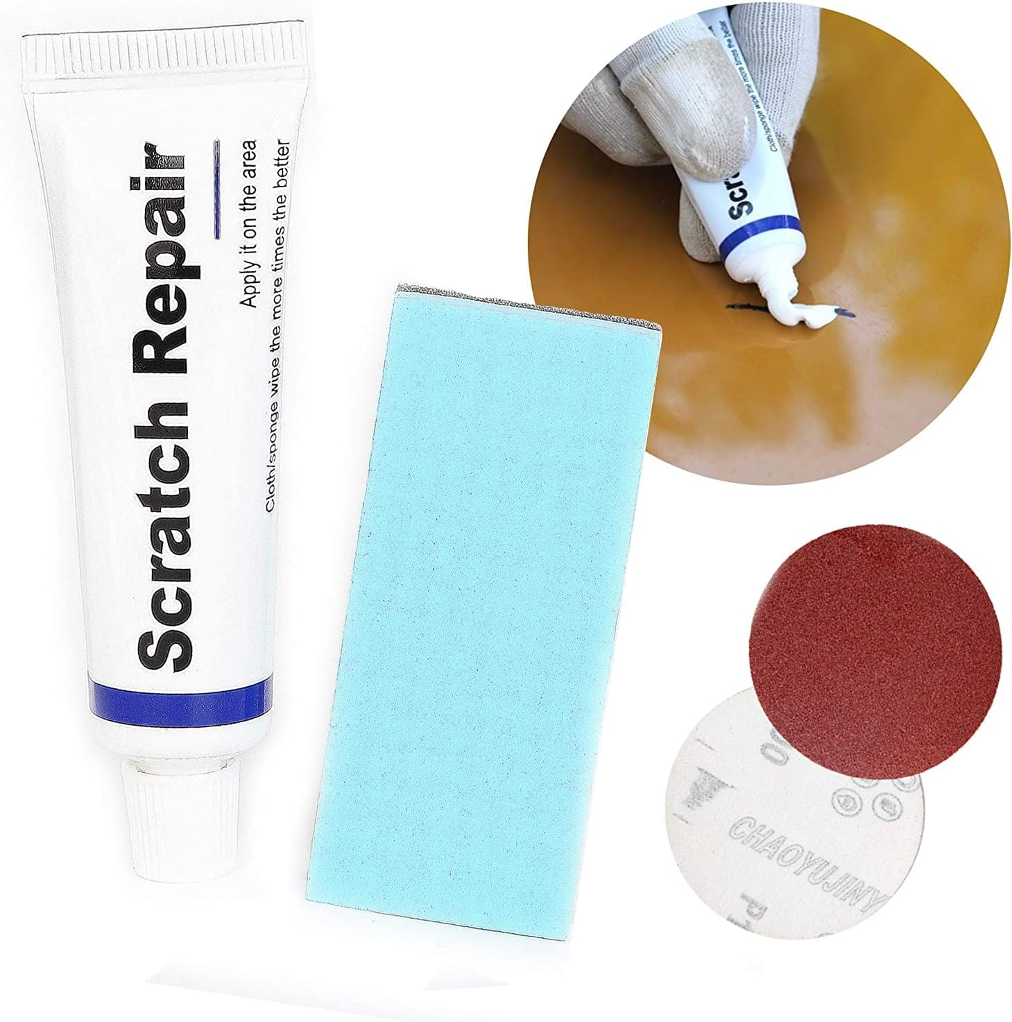 Car Scratch Repair Kit, Auto Maintenance Wax Polishing Grinding Paste Paint Care Set, Care Grinding Polishing Restorer Liquid with Sponge image number 6