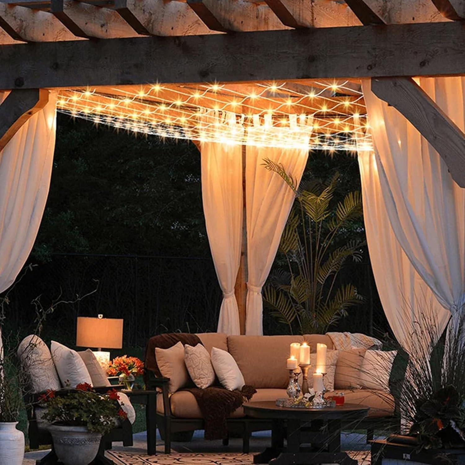 360LED Net Lights Net Fairy Lights 3.6 * 1,5M Outdoor Waterproof Garden Light,8 Light Mode Christmas Fairy String Lights for S Tree-Wrap Wedding Garden Bedroom Party Indoor Outdoor Decorations image number 2