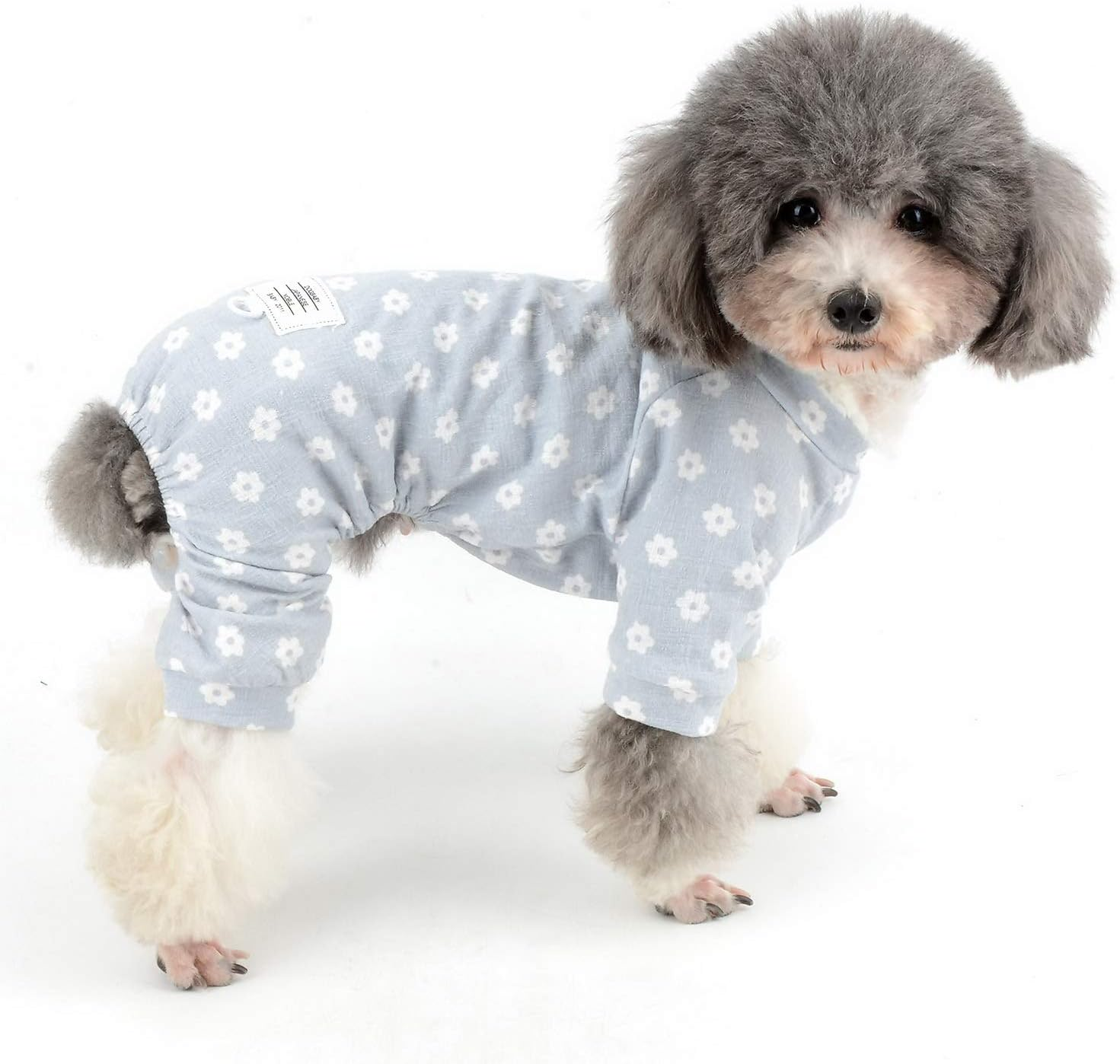 ZUNEA Small Dog Daisy Jumpsuit Pajamas Adorable Cotton Overalls Pjs Puppy Sleeping Clothes Shirt with Pant Pet Doggie Cats Four Legs Pyjamas for All Season Blue M