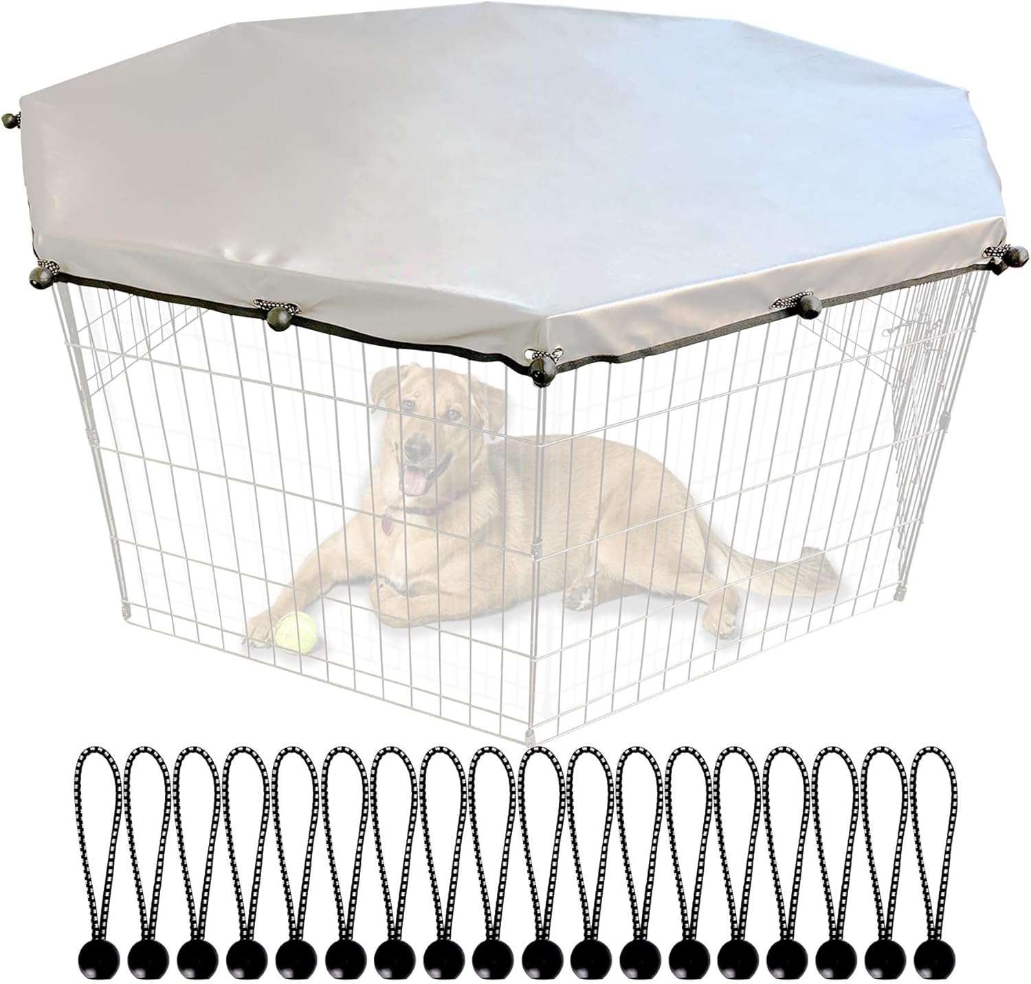 Universal Dog Playpen Cover with Sun/Rain Proof Top, Provide Shade and Security for Outdoor and Indoor, Fits All 24" Wide 8 Panels Pet Exercise Pen (8X24 W Cover, 600D Oxford) image number 5