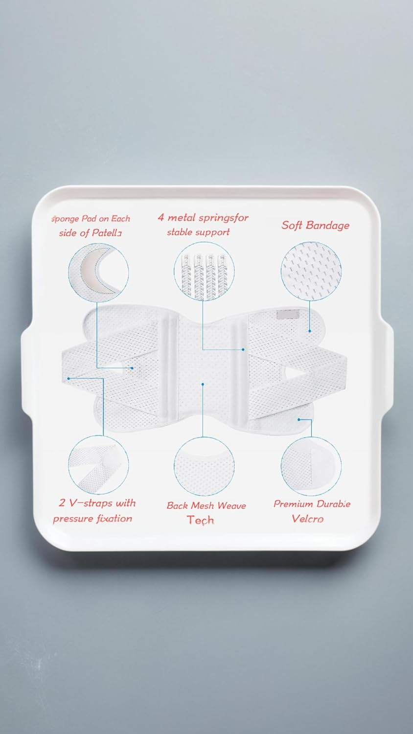 Honwor Adjustable Knee Brace for Meniscal Tear, ACL/MCL Injuries, Arthritis Recovery - Breathable & Stabilizing Design for Men & Women (White)