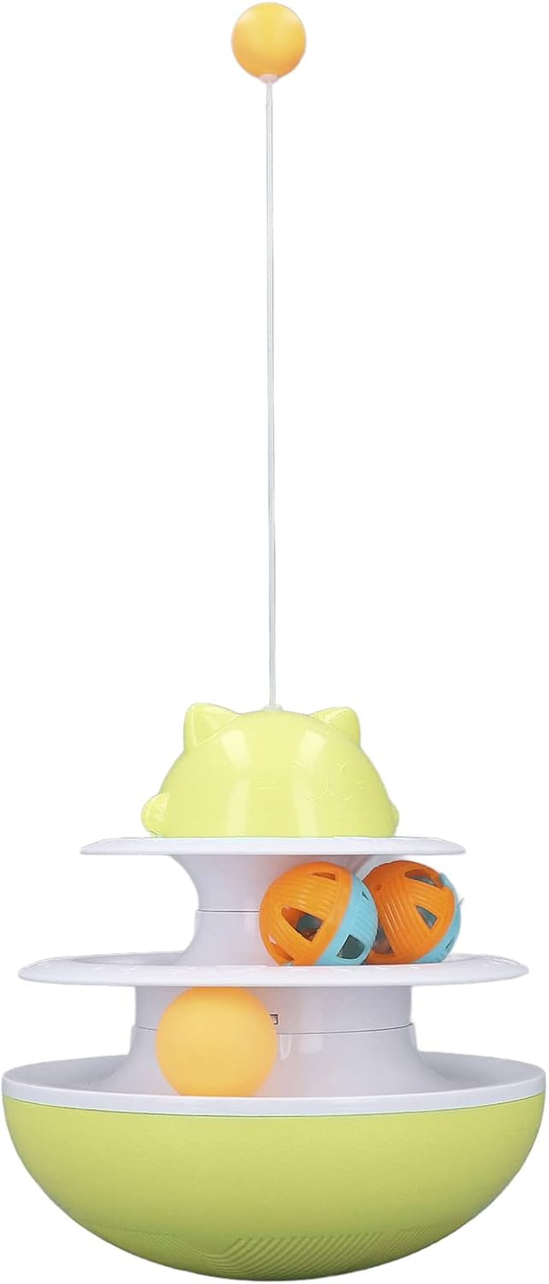 Cat Turntable Toy, 2 Level Interactive Exercise Kitten Track Tower Puzzle Toy with Colorful Rolling Ball, Fun Physical Exercise Kitten Toys Cat Interactive Toy for Cat Kitten