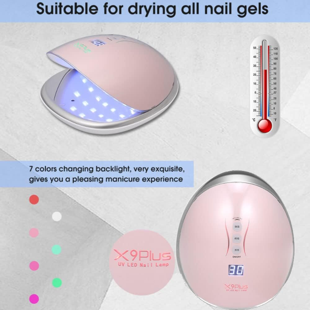 Nail Lamp, 48W Cordless LED Gel Nail Lamp,Rechargeable Professional Nail Dryer Light Wireless Portable Nail Polish Curing Lights,For Fingernail and Toenail(Pink)